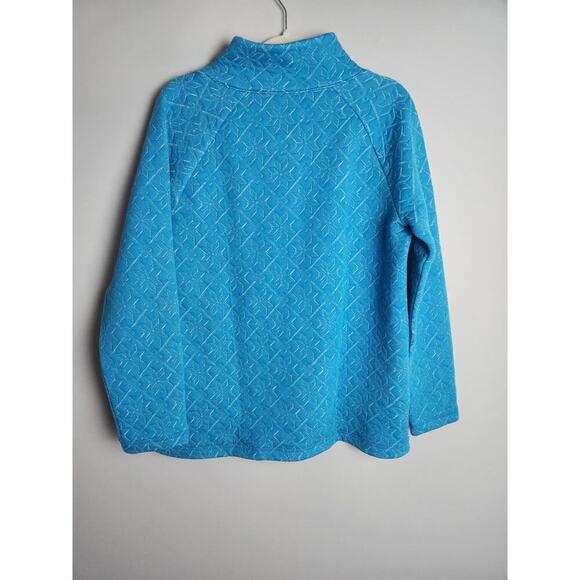 T By Talbots Mockneck metallic Quilted Sweatshirt sz M snowflake detail nordic - Picture 4 of 9